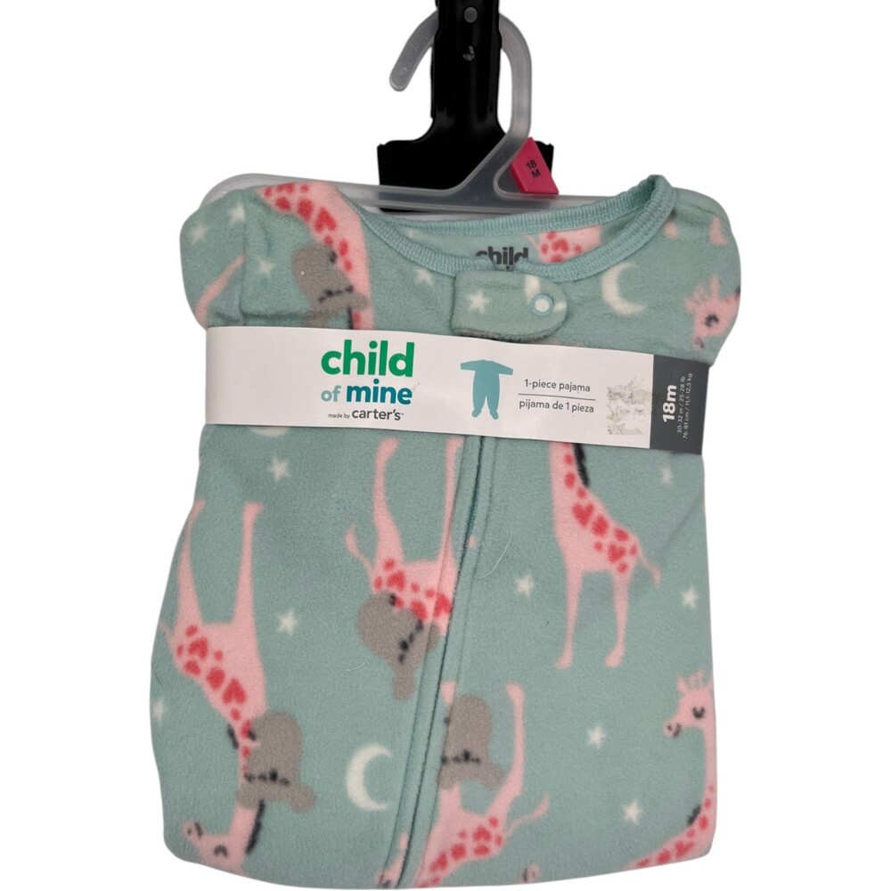 Child of Mine by Carter's Pajama One-Piece Unisex Size 18m Giraffe Print Fleece